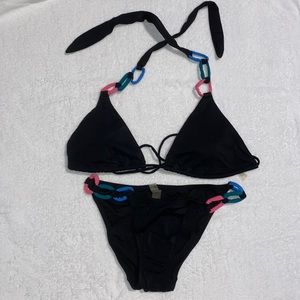 Victoria’s Secret Black Bikini Triangle top large  bottoms small